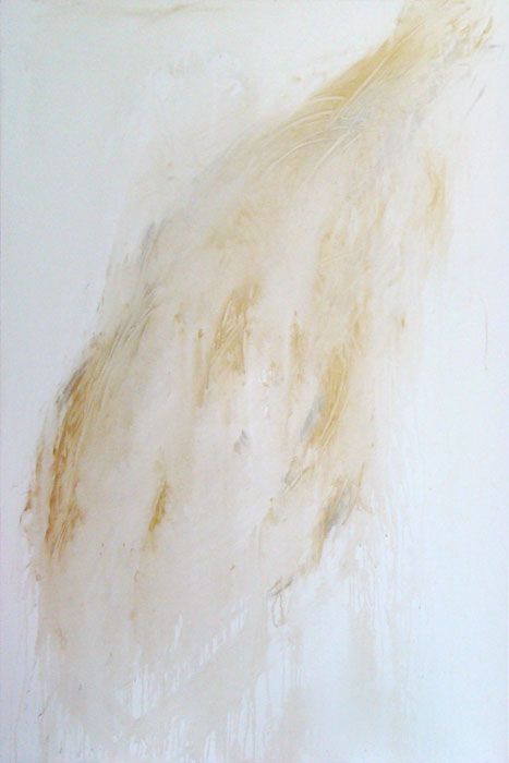 Naidos's bird, mixed media on large canvas, 2008, figurative abstract, expressive painting, inspiring, translucent gold