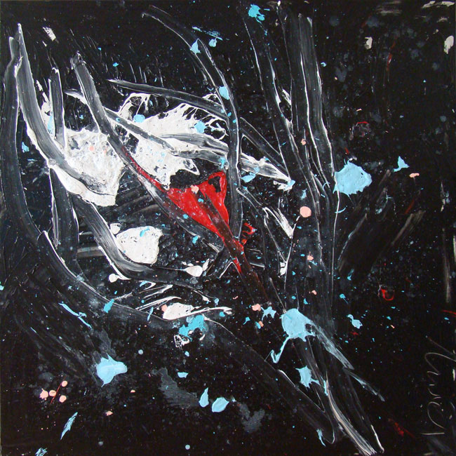 Naidos's bird, mixed media on large canvas, 2008, figurative abstract, expressive painting, inspiring, textured, black